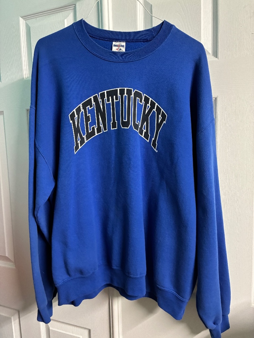 VTG 90s JERZEES University~KENTUCKY Blue/Black Letters Crew Neck Sweatshirt 2X